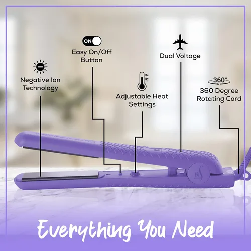 Miniatura 3 de Herstyler Colorful Seasons - Plancha plana de cerámica, doble voltaje, 1.25 pulgadas, color morado y HerStyler Biotina para el crecimiento