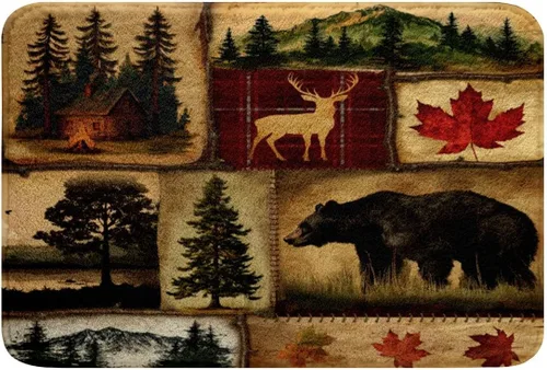 Miniatura 21 de Erosebridal Woodland Animals Bath Mat Bear Deer Wolf Hunting Theme Bathroom Rugs Rustic Cabin Lodge Decor Doormats Floor Mats Farmhouse Wildlife