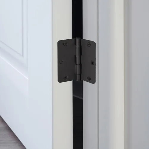 Miniatura 7 de Design House Paquete de 10 bisagras de puerta interior de 3.5 x 3.5 pulgadas con radio de 1/4 de pulgada, negro mate, construcción de acero