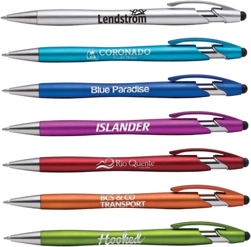 Miniatura 3 de ExpressDesigns™ - Bolígrafo Beemer con punta de lápiz capacitivo, tinta de escritura negra personalizada impresa con nombre o mensaje, 14