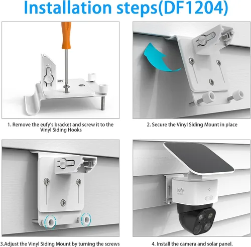 Miniatura 4 de Clips laterales de vinilo compatible con Eufy SoloCam S340/SoloCam E30 - Cámara de seguridad solar para exteriores (paquete de 1, blanco)