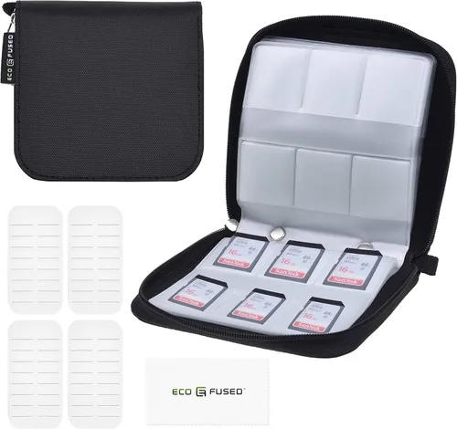 Miniatura 5 de Estuche transportador de tarjeta de memoria – apto para tarjetas SDHC y SD – 8 folios y 22 ranuras – ECO-FUSED paño de limpieza de microfibra Verde