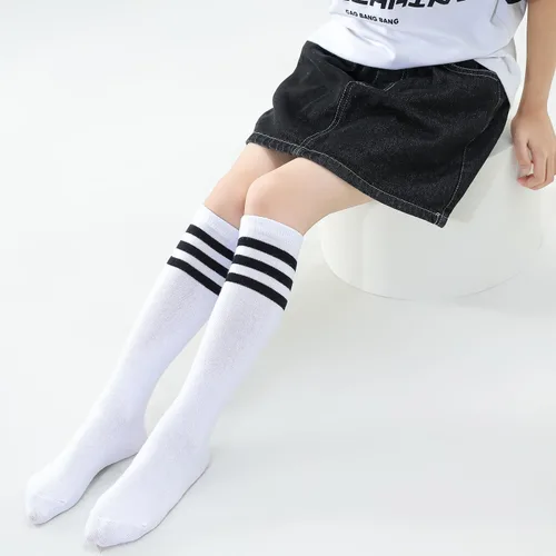 Miniatura 13 de TOCONFFON Calcetines de tubo hasta la rodilla para niños, niñas y adolescentes, calcetines deportivos de algodón para la escuela de fútbol, uniforme