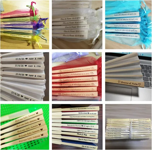 Miniatura 8 de Abanicos de mano personalizados para recuerdos de boda, abanicos de papel plegables de mano con bambú para regalo de boda, fiesta, hogar, bricolaje