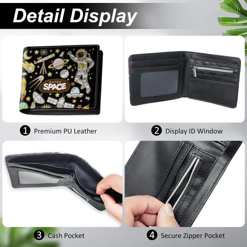 Miniatura 3 de Cartera linda Kawaii para niños y adolescentes, diseño de dibujos animados, delgada, de cuero, plegable, con bloqueo RFID, con cremallera