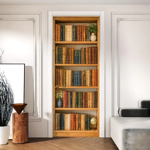 Miniatura 9 de Enchanted Secret - Mural para puerta de jardín, despegar y pegar, cubiertas decorativas de puerta de arco floral talladas vintage, adhesivo