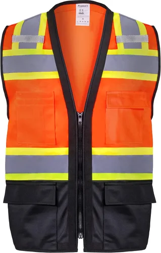 Miniatura 13 de ProtectX - Chaleco de seguridad de alta visibilidad con 6 bolsillos, clase 2 reflectante, de alta visibilidad, para hombres y mujeres, chaleco