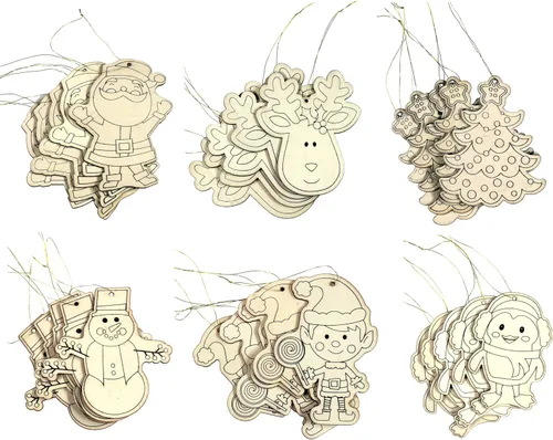 Creative Hobbies Adornos Navideños y Festivos de Bricolaje Amigables para Niños - Decora los Tuyos | 30 Adornos Listos para Colorear o Pintar
