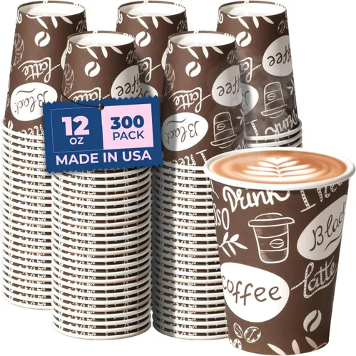 Miniatura 10 de Fit Meal Prep Tazas de café de 8 onzas, 500 unidades, taza caliente a prueba de fugas, taza de café de papel desechable a granel para bebidas