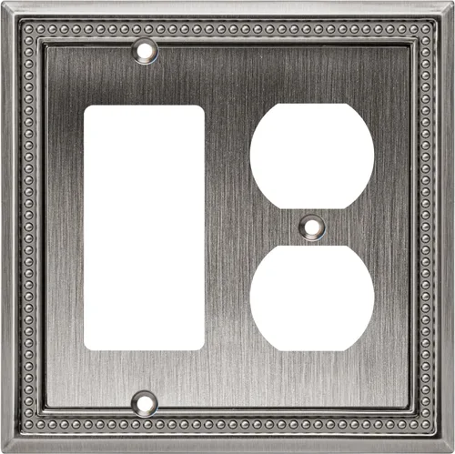 Miniatura 64 de Henne Bery Sunken Pearls - Placa de pared decorativa resistente para interruptor, cubierta para tomacorrientes (doble dúplex, níquel satinado)
