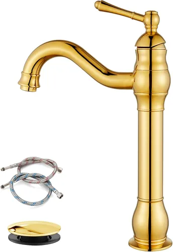 Miniatura 15 de gotonovo Grifo para lavabo, diseño de 360° con salida giratoria, manija única, grifo alto para baño de 1 agujero, lavabo de granja, mezclador