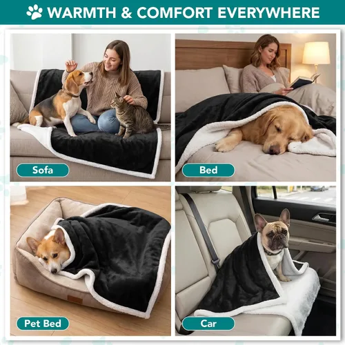 Miniatura 5 de PetAmi Manta para perros pequeños y medianos, manta de cama para mascotas, gatos, cachorros, gatitos, funda de vellón para muebles, protector