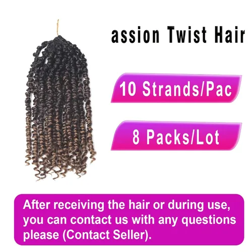 Miniatura 6 de Bileaf Cabello Passion Twist Ombré con Bucles Pre-hechos de 10 Pulgadas, Cabello de Ganchillo Passion Twist para Mujeres, Trenzas de Ganchillo Boho