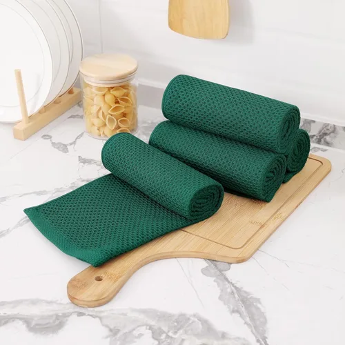 Miniatura 395 de Kitinjoy - Paños de cocina de 100 % algodón, tela de tejido gofrado, paño de limpieza ultrasuave, absorbente y de secado rápido. Beige