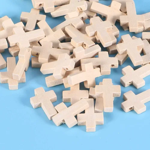 Miniatura 8 de 100 piezas de artesanía de cruz de madera DIY mini dijes de cruz sosteniendo la cruz para regalos de fiesta religiosa domingo fabricación de joyas