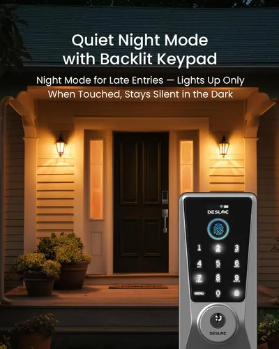 Miniatura 10 de DESLOC Cerradura inteligente WiFi D110 Plus, Wi-Fi incorporado, sin necesidad de hub, cerradura de entrada sin llave con huella dactilar, cerrojo