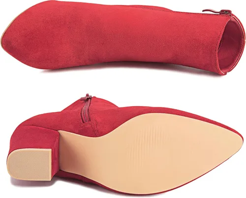 Miniatura 5 de Jiu du Botines de tacón alto para mujer, con puntera puntiaguda, con cremallera lateral, tacones altos, botas cortas