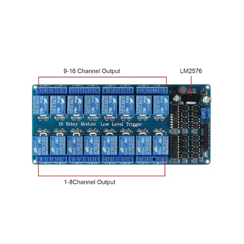 Miniatura 3 de Placa de módulo de relé de 12 V y 16 canales Optoacoplador LED LM2576 Disparador de bajo nivel de potencia 16 CH Placa de expansión (12V 16 canales)