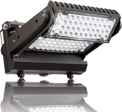 Paquete de luz LED giratoria de pared con fotocélula del atardecer al amanecer, 100 W, 14000 lúmenes, 600-800 W, equivalente a HPS/HID, 5000 K, luz