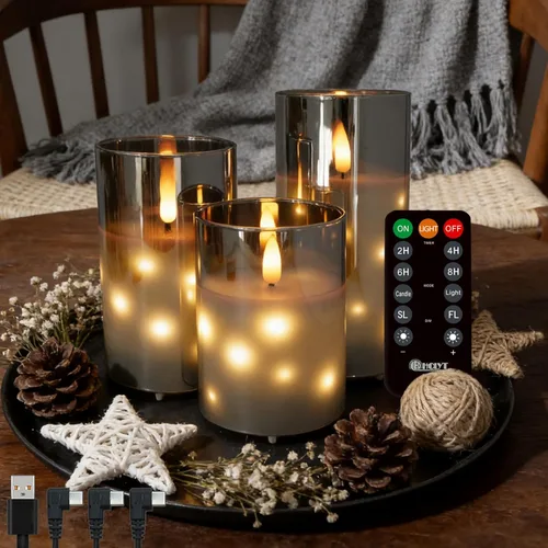 Miniatura 10 de LEDHOLYT Vela Recargable Sin Llama, Vela de Pilar LED Intermitente de Cera Real con Control Remoto y Temporizador, Mecha en Forma de Lágrima, Velas