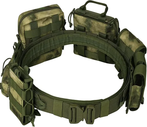 Miniatura 8 de YAKEDA Molle - Cinturón de batalla con accesorios – Cinturón táctico de combate Airsoft resistente (8 piezas)