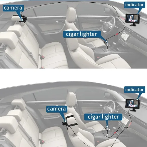 Miniatura 5 de Monitor de cámara de coche para bebé, visión nocturna, HD 1080P, fácil de instalar, rotación de 360°, cámaras de bebé para el asiento trasero