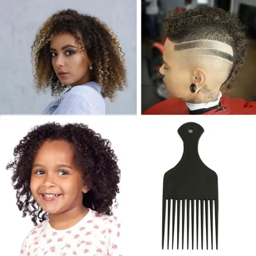 Miniatura 5 de BlingKingdom Plástico 6.3 pulgadas liso ancho pelo Pick peine afro peine peluquería herramienta de peinado para cabello rizado natural (negro)