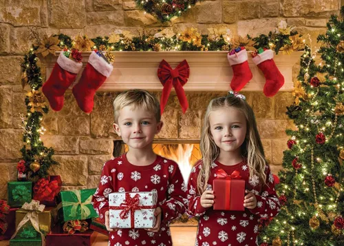 Miniatura 3 de CHAIYA Fondos de fotografía de Navidad de 7 x 5 pies con temática de chimenea de Navidad, suministros para fiestas de Navidad, fondo de fotos