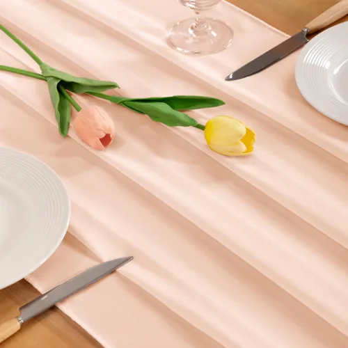 Miniatura 2 de Socomi Camino de mesa de gasa beige para verano, bohemio, rústico, de 10 pies, 29 x 120 pulgadas, decoración de camino de mesa de boda, decoración