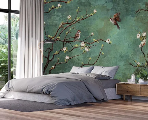 Miniatura 36 de Mural de pared de picos de montaña y bosque para dormitorio, sala de estar, papel tapiz para decoración 158" x 110" (no autoadhesivo)