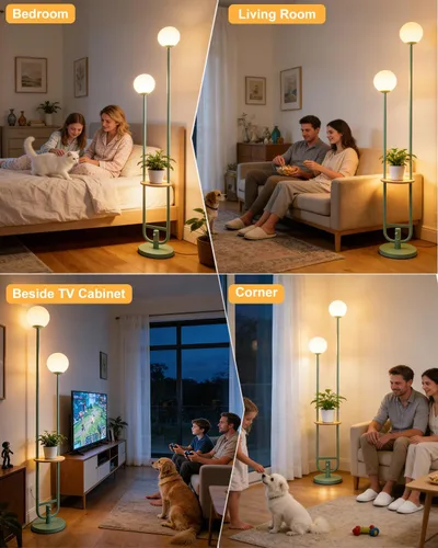 Miniatura 2 de Lightdot Lámpara de pie rosa regulable de 60 pulgadas, lámparas de pie de mediados de siglo con 3 bombillas G9 de 3000 K de color blanco cálido