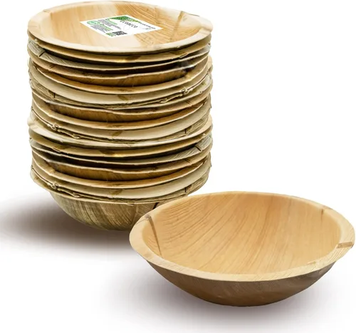Miniatura 7 de ECODECO Cuencos para servir de hoja de palmera, 25 platos profundos naturales grandes de 8.5 pulgadas, 40 onzas, desechables como platos de fiesta