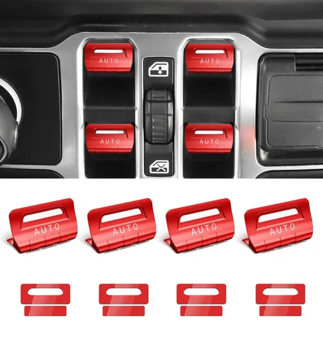 Miniatura 10 de Cubierta de botón de interruptor de ventana de metal para Jeep Wrangler JK JKU 2018 2017 2016 2015 2014 2013 2012 2011, accesorios para interiores