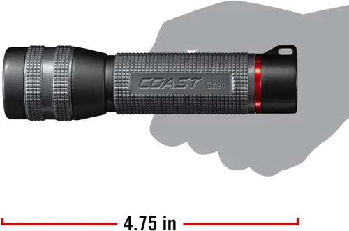 Miniatura 9 de Coast GX20 - Linterna LED alcalina impermeable de doble potencia de 1200 lúmenes con enfoque giratorio, tapa antirrodadura y mango texturizado