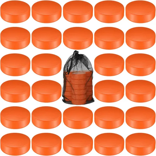 Miniatura 7 de Wettarn Mini discos de hockey sobre hielo de espuma deportiva de 3 pulgadas para interiores con bolsa de malla para niños y adultos, práctica