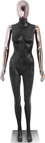 Maniquí femenino negro con forma de vestido de cuerpo completo de 70 pulgadas, maniquíes ajustables, modelo de vestido de plástico, soporte de negro
