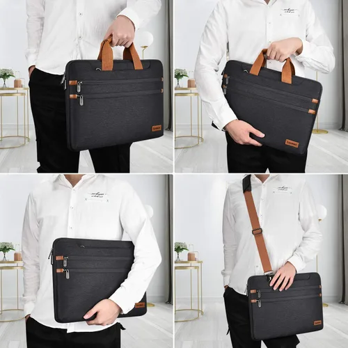 Miniatura 7 de LONMEN Bolsa de hombro para laptop de 14 pulgadas, funda de transporte para MacBook Pro/Microsoft Surface/Dell XPS/Lenovo/Asus/HP, azul
