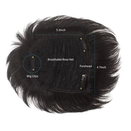 Miniatura 2 de WeKen Tupé corto para hombre – Peluca con clip en extensiones de corona – Pieza para hombre para cubrir la pérdida blanca – Uso diario