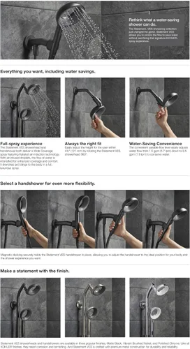 Miniatura 4 de Kohler 21026-CP Statement VES - Kit de ducha de mano de una sola función, 1,5 Gpm, cromo pulido
