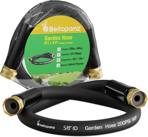 Miniatura 11 de Beitopamz Manguera de jardín corta de 1 pie x 5/8 pulgadas hembra a hembra, conector extensor de manguera de agua pequeña resistente, conexiones sin