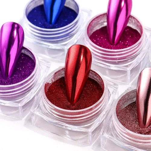 Miniatura 5 de 8Jars - Polvo de uñas cromado, efecto espejo metálico, pigmento, perla, brillantina, kit de manicura, decoración de arte de uñas