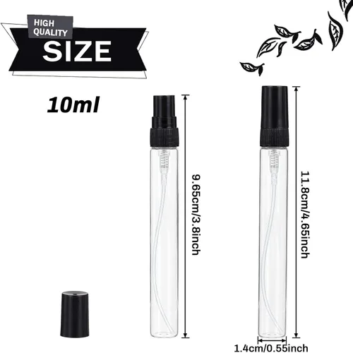 Miniatura 2 de BENECREAT 25 piezas de 0.3 fl oz mini tubos de pulverización de niebla fina de vidrio transparente botellas de perfume vacías de viaje con tapas