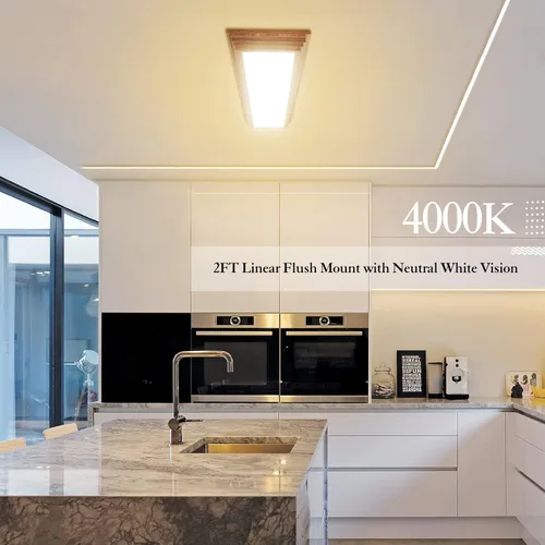 Miniatura 4 de FAITHSAIL - Lámpara LED de 2 pies con CCT seleccionable de 3000K/4000K/5000K, regulable, lámpara LED lineal de 2 pies con aspecto de madera, 30W