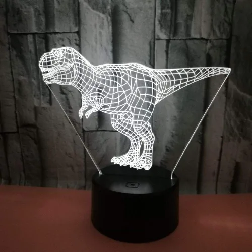 Miniatura 5 de Wiscky - Lámpara de escritorio con luz nocturna 3D de dinosaurio, 7 colores con ilusión óptica de control táctil, con base acrílica plana y ABS
