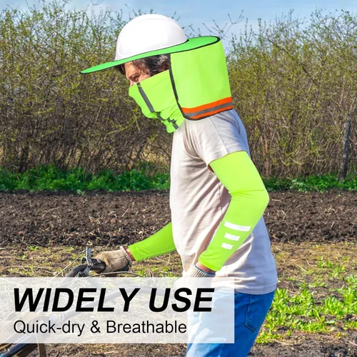 Miniatura 6 de Parasol de sombrero duro con visera de ala completa, protege tu cuello del sol, accesorios de construcción para hombres para sombreros duros