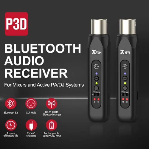 Miniatura 2 de Xvive P3D Bluetooth XLR receptor par para mezclador de audio, PA activo, sistemas DJ