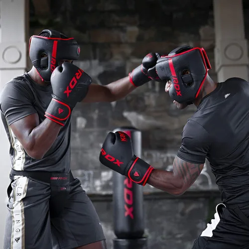 Miniatura 2 de RDX Casco de boxeo, entrenamiento de MMA, Kara acolchado ajustable, casco de Muay Thai, Kickboxing, Sparring, Artes Marciales, Karate, casco de Rojo