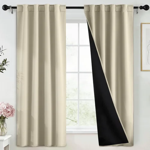 Miniatura 247 de Yakamok Cortinas negras, cortinas de ventana con aislamiento térmico y eficiencia energética para dormitorio, cortinas opacas completas y cortinas