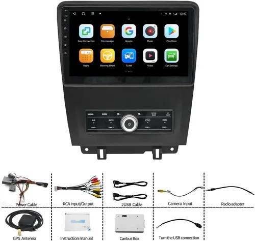 Miniatura 7 de Android 12 estéreo para Ford Mustang (2010-2014) Manual AC, pantalla IPS de 10 pulgadas 2G+32G Carplay inalámbrico incorporado/Android Auto Cámara