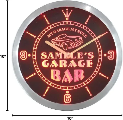 Miniatura 5 de ADVPRO ncpp0051-b Joe's Garage Car Repairs Rule Beer Bar LED Neon Sign Reloj de pared